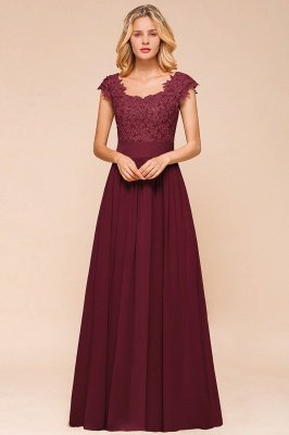 Sleeveless Lace Appliques Chiffon A-line Prom Gowns_14