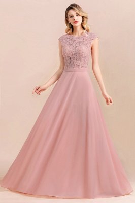 Elegant Scoop Neck Dusty Pink Lace Chiffon Bridesmaid Dress_7