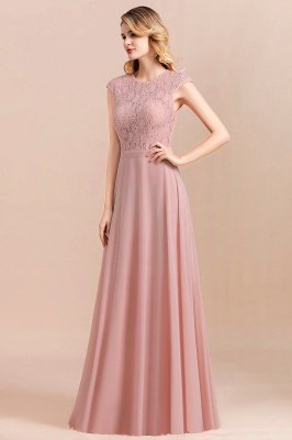 Elegant Scoop Neck Dusty Pink Lace Chiffon Bridesmaid Dress_9