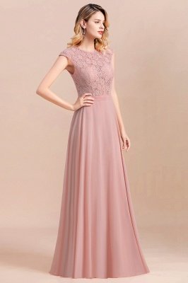 Elegant Scoop Neck Dusty Pink Lace Chiffon Bridesmaid Dress_5