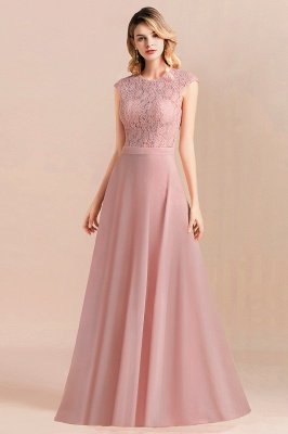 Elegant Scoop Neck Dusty Pink Lace Chiffon Bridesmaid Dress_4