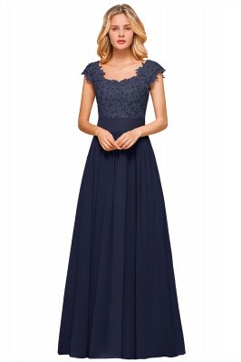Sleeveless Lace Appliques Chiffon A-line Prom Gowns_4