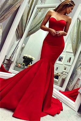 Sweetheart Strapless Floor Length Mermaid Prom Gowns_1