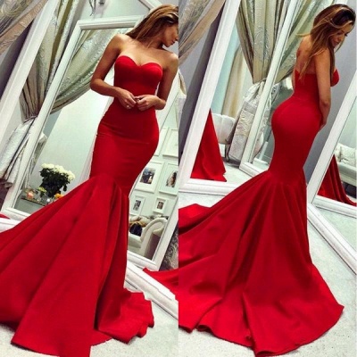 Sweetheart Strapless Floor Length Mermaid Prom Gowns_3