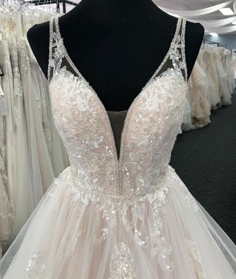 Romantic Sweetheart Aline Tulle Wedding Dress Layers Sleeveless Bridal Dress_3