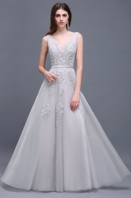 ADDYSON | A-line Floor-length Tulle Bridesmaid Dress with Appliques_9