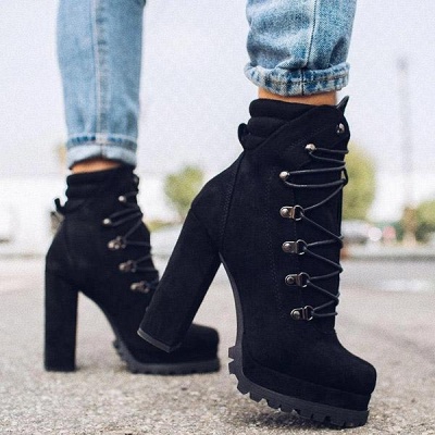 Women High Heel Boots Waterproof Ankle Boots  Chunky Boots for Autumn/Winter_3