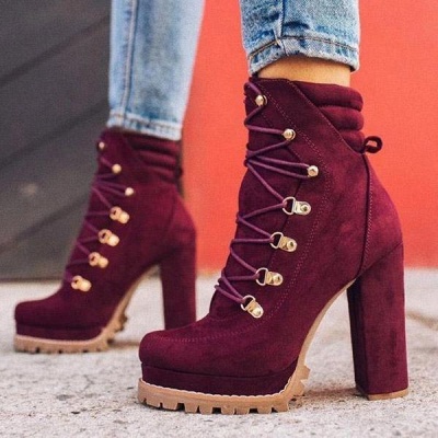 Women High Heel Boots Waterproof Ankle Boots  Chunky Boots for Autumn/Winter_7