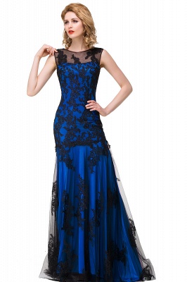 DANIELA | Scoop Neck Mermaid Black lace Applique Evening Prom dresses_6
