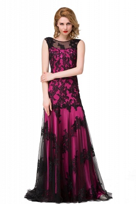 DANIELA | Scoop Neck Mermaid Black lace Applique Evening Prom dresses_3
