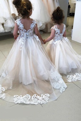 Cute Tulle Lace Appliques Little Flower Girl Dress Child Wedding Guest Dress_5