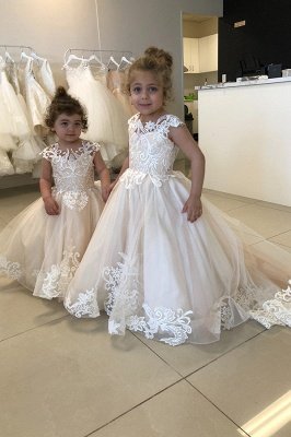 Cute Tulle Lace Appliques Little Flower Girl Dress Child Wedding Guest Dress