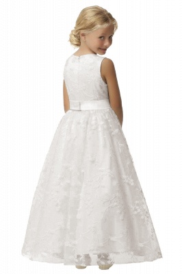 Ivory Flower Girl Dress Lace Appliques Little Girl Dress Sleeveless_5