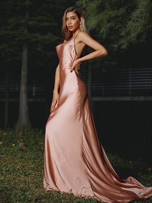 Sexy Sleeveless Slim Prom Dress Satin Long Mermaid Party Dress with Spaghetti Straps_4