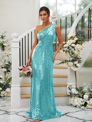 Sparkly Sequins Long Bridesmaid Dress | One Shoulder Wedding Party Dress_22