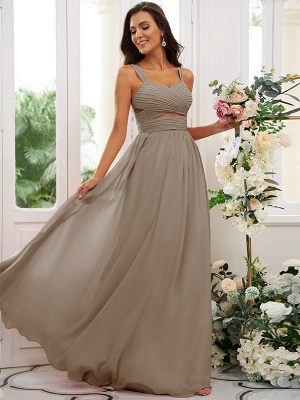 Modest Sleeveless Aline Bridesmaid Dress Sweetheart Chiffon Long Formal Dress_43