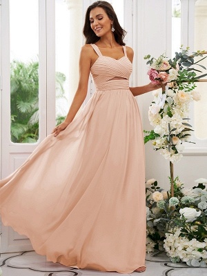 Modest Sleeveless Aline Bridesmaid Dress Sweetheart Chiffon Long Formal Dress_32