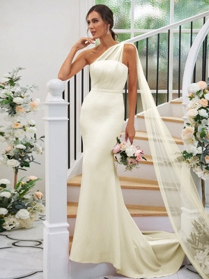Sleeveless Mermaid Bridesaid Dress Long with Cape Backless Party Dress for Wedding_11