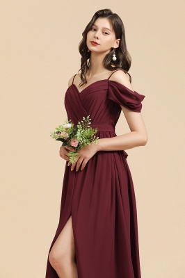 Off-the-Shoulder Bridesmaid Dress Straps Chiffon Evening Maxi Dress_3