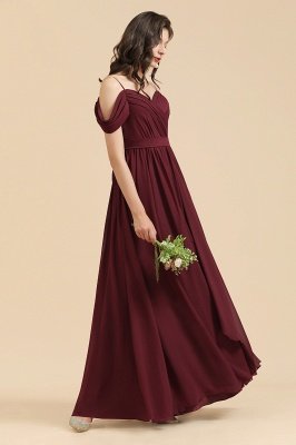 Off-the-Shoulder Bridesmaid Dress Straps Chiffon Evening Maxi Dress_2