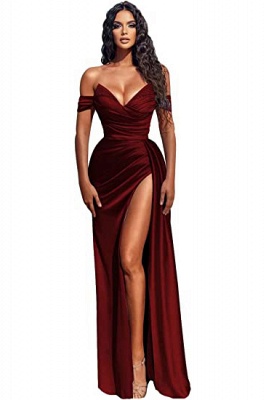 Off-the-Shoulder Satin Mermaid Prom Dress Side Split With Sweep Train ...