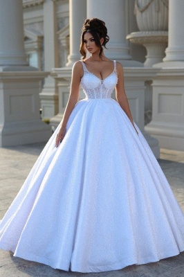 Gorgeous Long A-line Wedding Dresses Sweetheart Satin Lace Backless Bridal Dress