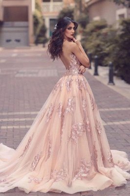 V-neck Slit Lace Amazing Front Tulle Pink Overskirt Appliques Evening Dress UK JJ0156_3