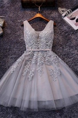 Beautiful Sleeveless lace-up Short homecoming Dress UK Lace Appliques Tulle BA3782_11