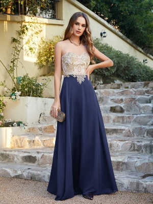 Elegant Jewel Neck Chiffon Formal Dress Floor Length A-line Lace Appliques Bridesmaid Dresses_7