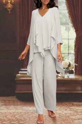 Elegant Chiffon Mother of the Bride Pant Suit Wedding Formal Outfit