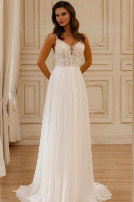 Romantic Sweetheart Floral Lace Aline Wedding Dress Sleeveless Chiffon Bridal Dress