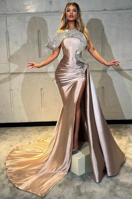 Amazing Sparkly Ruched Satin Mermaid Prom Dress Formal Party Engagement