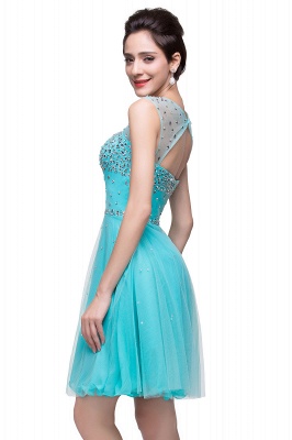 ELIN | A-line Sleeveless Crew Short Tulle Prom Dresses with Crystal Beads_10