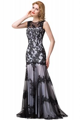 DANIELA | Scoop Neck Mermaid Black lace Applique Evening Prom dresses_10