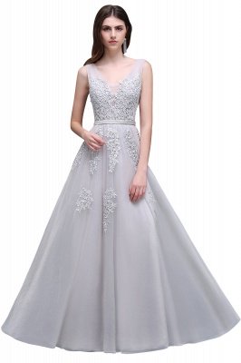 ADDYSON | A-line Floor-length Tulle Bridesmaid Dress with Appliques_12