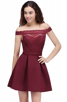 Burgundy Lace A-Line Short Off-the-Shoulder Homecoming Dress UKes UK_1