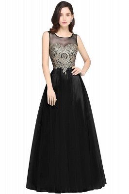 ARIA | A-line Scoop Tulle Gorgeous Evening Dresses with Appliques_6