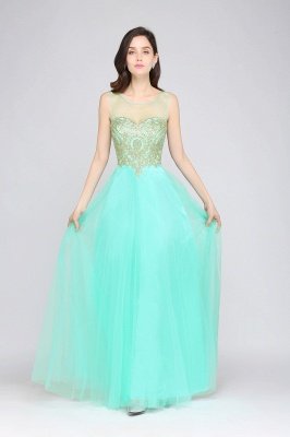 ARIA | A-line Scoop Tulle Gorgeous Evening Dresses with Appliques_10