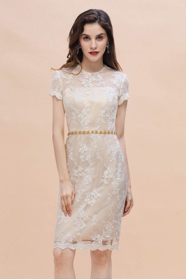 Elegant Short Sleeves Lace Wedding Party Dress Ankle Length Dress