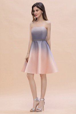 Gradient Sleveless A-lin Mini Dress Elegant Strapless short Evening Homecoming Dress_10