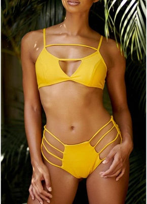 Women Sexy Bikini Set Strappy Bandage Push Up Wireless Swimwear Beach Wear_1