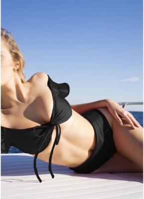 Women Sexy Bikini Set Swimsuit Push Up  Solid&Leopard&Stripe Bandage Beach Wear Swimwear_5