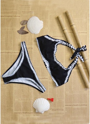 Contrast Padded Bra Swimsuit Bathing Suit Push-Up Beachwear Set_5