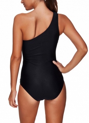 One Piece Swimsuit Women Summer Beachwear Mesh One Shoulder Bodycon Bodysuit Swimwear_3