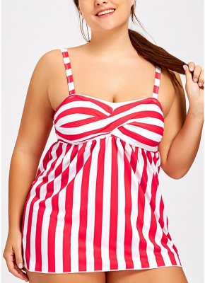 Plus Size Striped Swimsuit Push Up  Backless Bathing_3