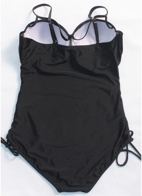 Women One-Piece  Criss Cross Lace Padding Wireless Swimwear Swimsuits_3