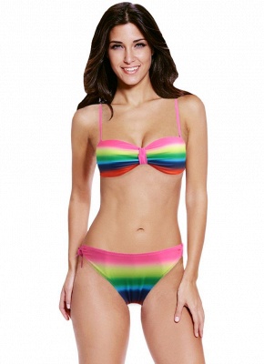 Gradient Rainbow Print Underwire 3/4 Cup Women's Sexy Bikini_1