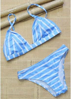 Women Striped Sexy Bikini Set Backless Low Waist Summer Beach Bathing Suit Swimwear_4