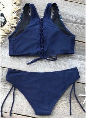 Geometry Print Padded Tie Women Sexy Bikini Set_4