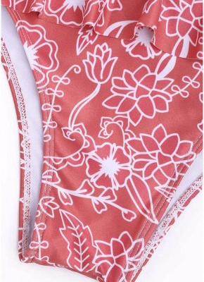 Women Sexy Bikini Set Ruffled Floral Print Bandage  Swimsuit Swimwear_3
